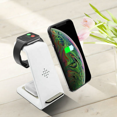 Vezeték nélküli töltő Bivier Bolt 3in1, 15W, Apple Watch és AirPods számára + hálózati adapter QC 3.0